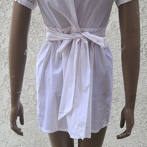 Crisp White Shirt Dress with Ruffles - Picture 7 of 9